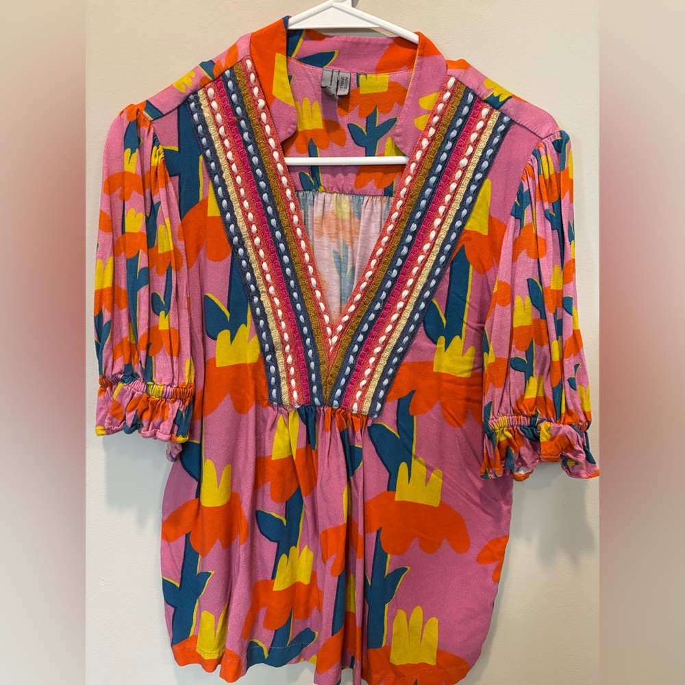 Vibrant Pink Floral Blouse